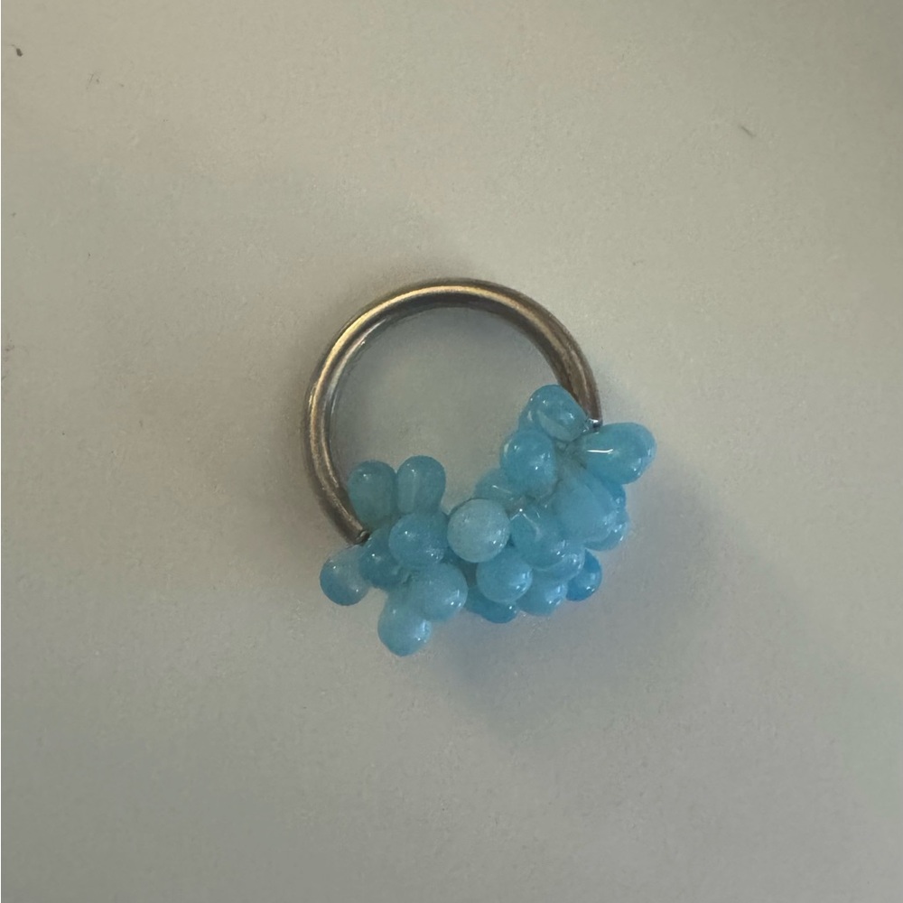 Elegant Blue Beaded Ring